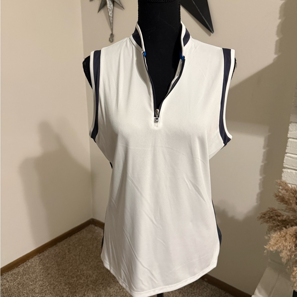 Callaway White and Black Zip-Up Golf Shirt